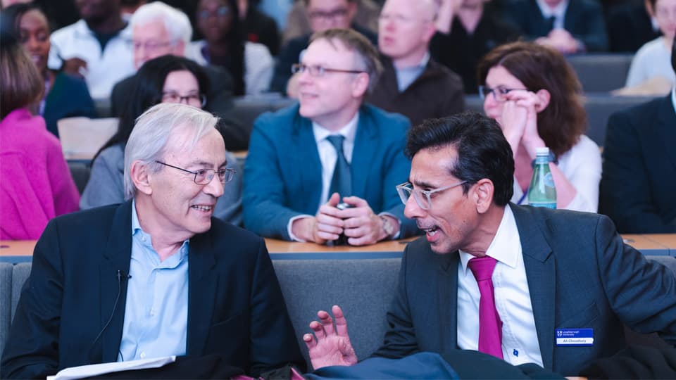 Royal Economic Society Annual Lecture speaker Sir Chris Pissarides speaks with Professor Ali Choudhary.